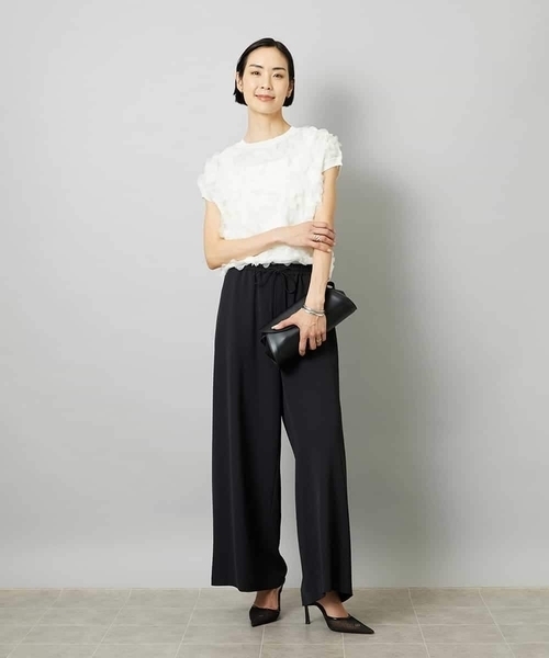 MICHEL KLEIN（ミッシェル・クラン）の「[リラックスボトム]ドローストリング ワイドパンツ（その他パンツ・レディース・カーキ/ブラック・40/38）」の14枚目の写真