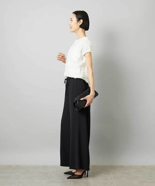 MICHEL KLEIN（ミッシェル・クラン）の「[リラックスボトム]ドローストリング ワイドパンツ（その他パンツ・レディース・カーキ/ブラック・40/38）」の15枚目の写真