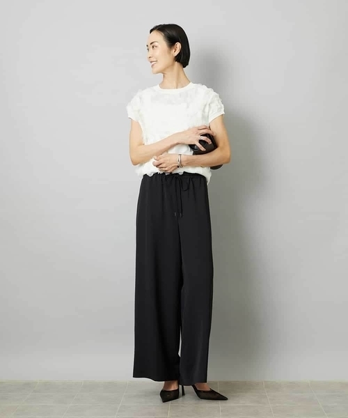MICHEL KLEIN（ミッシェル・クラン）の「[リラックスボトム]ドローストリング ワイドパンツ（その他パンツ・レディース・カーキ/ブラック・40/38）」の16枚目の写真
