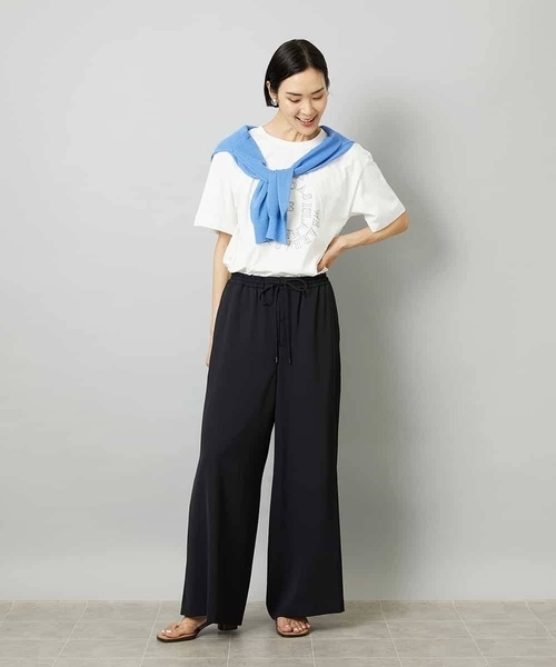 MICHEL KLEIN（ミッシェル・クラン）の「[リラックスボトム]ドローストリング ワイドパンツ（その他パンツ・レディース・カーキ/ブラック・40/38）」の19枚目の写真