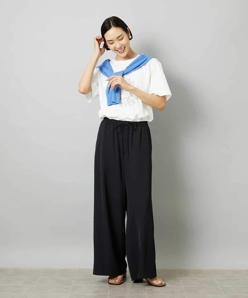 MICHEL KLEIN（ミッシェル・クラン）の「[リラックスボトム]ドローストリング ワイドパンツ（その他パンツ・レディース・カーキ/ブラック・40/38）」の21枚目の写真