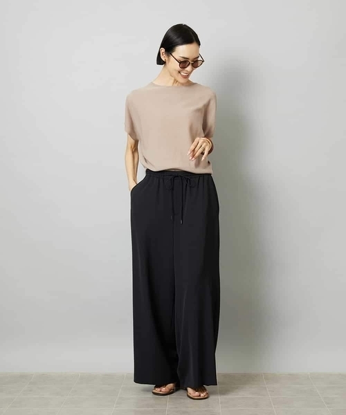MICHEL KLEIN（ミッシェル・クラン）の「[リラックスボトム]ドローストリング ワイドパンツ（その他パンツ・レディース・カーキ/ブラック・40/38）」の22枚目の写真