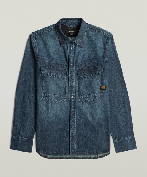 G-STAR(ジースター)の「Dakota Regular Shirt/ヴィンテージライクベーシックデザインレギュラーデニムシャツ(シャツ/ブラウス・メンズ・ダークインディゴブルー・X-SMALL/SMALL/MEDIUM/LARGE/X-LARGE)」の1枚目の写真