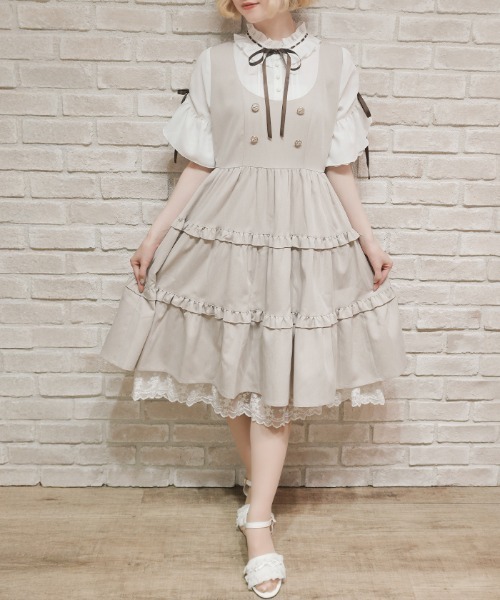 axes femme POETIQUE(アクシーズファムポエティック)の「姫袖風ドッキングOP(ワンピース・レディース・ネイビー/ベージュ/ミント・MEDIUM)」の2枚目の写真