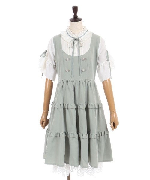axes femme POETIQUE(アクシーズファムポエティック)の「姫袖風ドッキングOP(ワンピース・レディース・ネイビー/ベージュ/ミント・MEDIUM)」の12枚目の写真