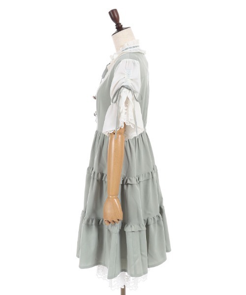 axes femme POETIQUE(アクシーズファムポエティック)の「姫袖風ドッキングOP(ワンピース・レディース・ネイビー/ベージュ/ミント・MEDIUM)」の13枚目の写真