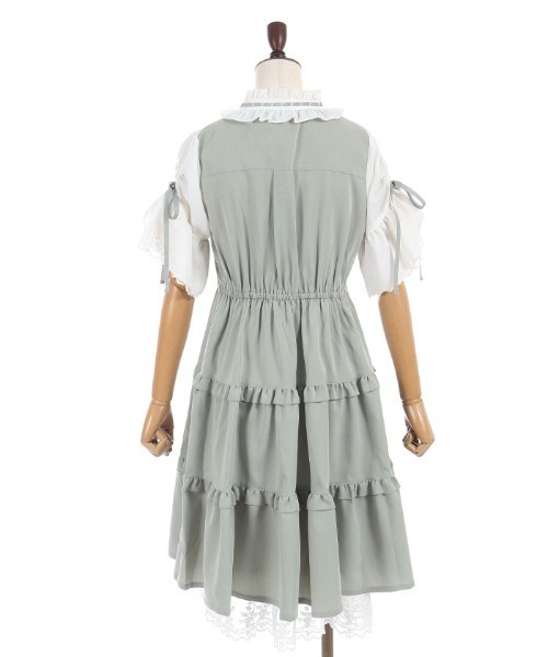 axes femme POETIQUE(アクシーズファムポエティック)の「姫袖風ドッキングOP(ワンピース・レディース・ネイビー/ベージュ/ミント・MEDIUM)」の14枚目の写真