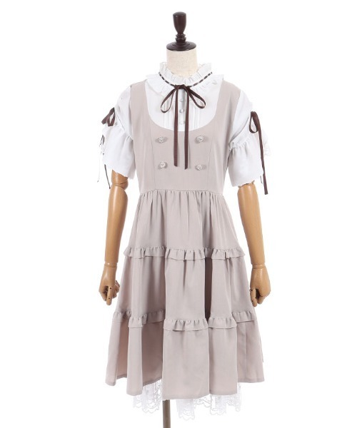 axes femme POETIQUE(アクシーズファムポエティック)の「姫袖風ドッキングOP(ワンピース・レディース・ネイビー/ベージュ/ミント・MEDIUM)」の4枚目の写真
