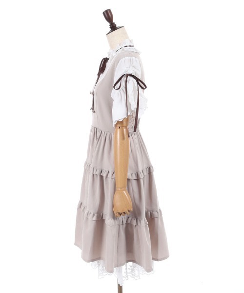 axes femme POETIQUE(アクシーズファムポエティック)の「姫袖風ドッキングOP(ワンピース・レディース・ネイビー/ベージュ/ミント・MEDIUM)」の5枚目の写真