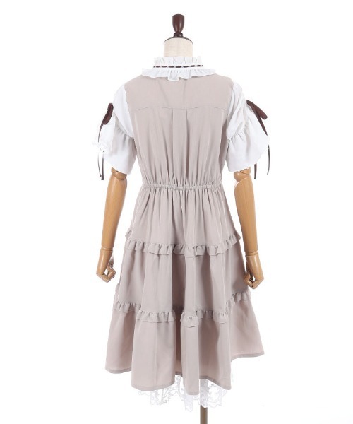 axes femme POETIQUE(アクシーズファムポエティック)の「姫袖風ドッキングOP(ワンピース・レディース・ネイビー/ベージュ/ミント・MEDIUM)」の6枚目の写真