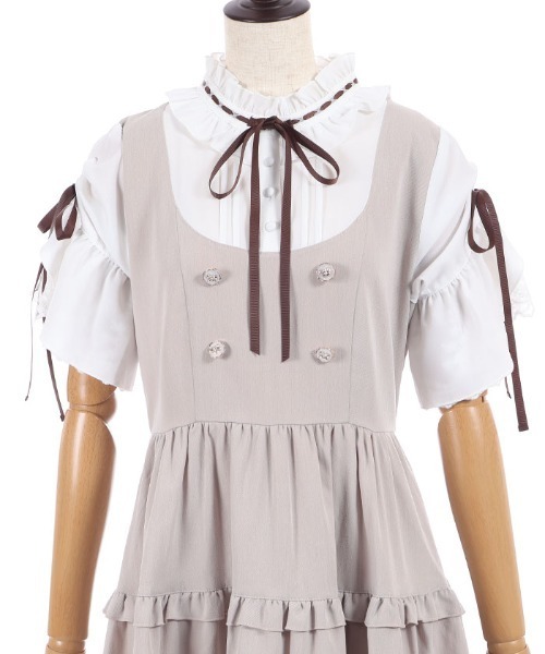 axes femme POETIQUE(アクシーズファムポエティック)の「姫袖風ドッキングOP(ワンピース・レディース・ネイビー/ベージュ/ミント・MEDIUM)」の7枚目の写真