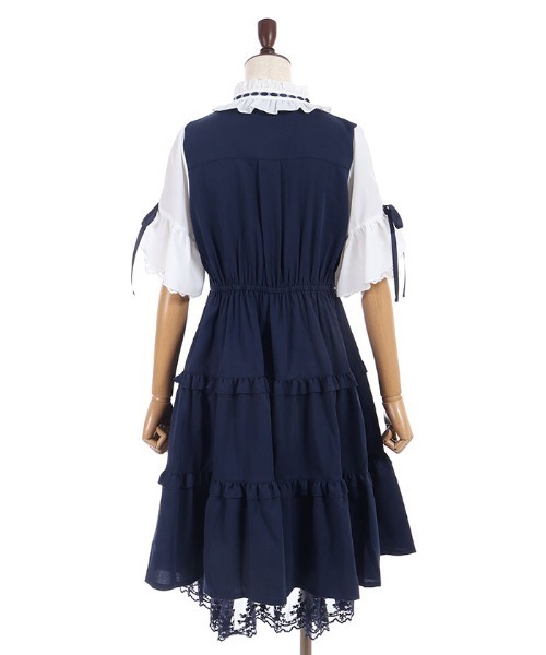 axes femme POETIQUE(アクシーズファムポエティック)の「姫袖風ドッキングOP(ワンピース・レディース・ネイビー/ベージュ/ミント・MEDIUM)」の21枚目の写真
