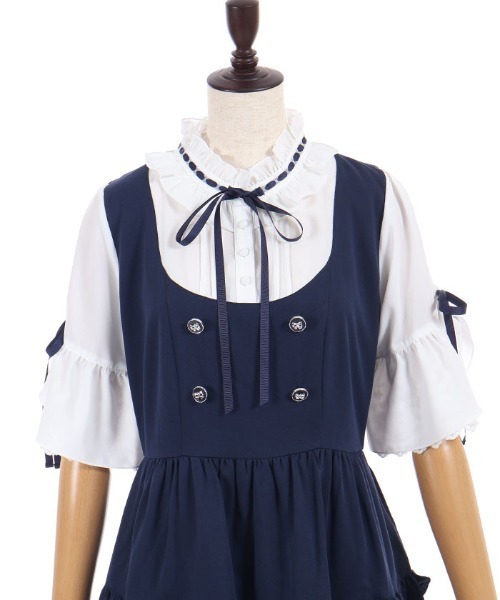 axes femme POETIQUE(アクシーズファムポエティック)の「姫袖風ドッキングOP(ワンピース・レディース・ネイビー/ベージュ/ミント・MEDIUM)」の22枚目の写真