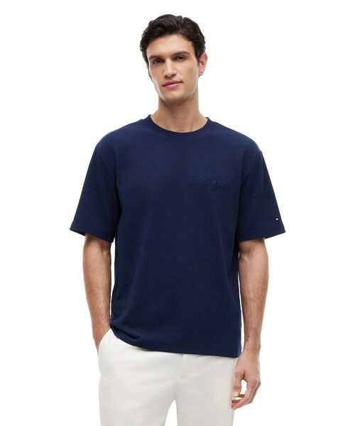 TOMMY HILFIGER(トミーヒルフィガー)の「ジャカードロープロゴ入りリラックスTシャツ(Tシャツ/カットソー・メンズ・ブルー/ホワイト/ネイビー・LARGE/X-LARGE/SMALL/MEDIUM)」の3枚目の写真