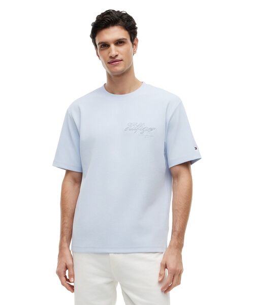 TOMMY HILFIGER(トミーヒルフィガー)の「ジャカードロープロゴ入りリラックスTシャツ(Tシャツ/カットソー・メンズ・ブルー/ホワイト/ネイビー・LARGE/X-LARGE/SMALL/MEDIUM)」の1枚目の写真