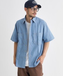 シャンブレー半袖シャツ