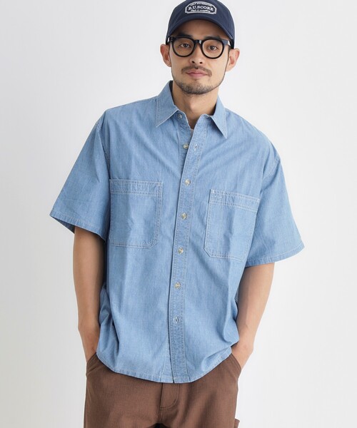 BACK NUMBER（バックナンバー）の「シャンブレー半袖シャツ（シャツ/ブラウス・メンズ・ライトブルー・05/04/03/06）」の2枚目の写真