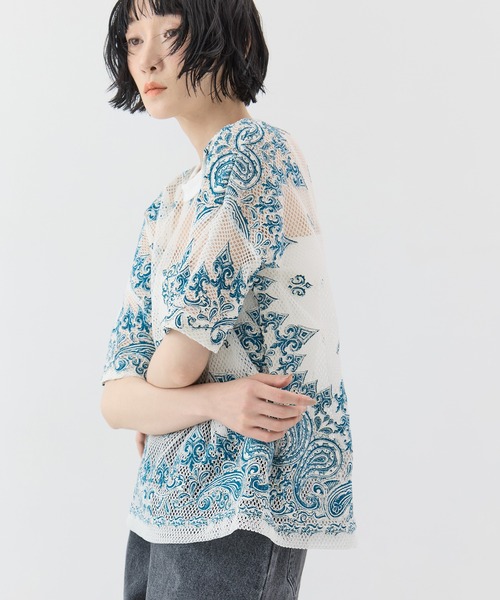 TAAKK(ターク)の「【TAAKK/ターク】Mesh T-shirts/メッシュTシャツ(Tシャツ/カットソー・レディース・ホワイト/ブラック・2)」の2枚目の写真