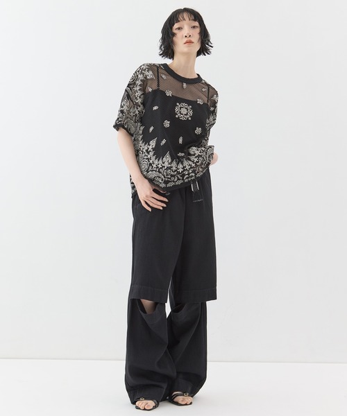 TAAKK(ターク)の「【TAAKK/ターク】Mesh T-shirts/メッシュTシャツ(Tシャツ/カットソー・レディース・ホワイト/ブラック・2)」の13枚目の写真