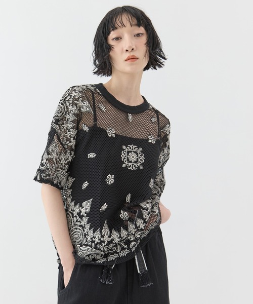 TAAKK(ターク)の「【TAAKK/ターク】Mesh T-shirts/メッシュTシャツ(Tシャツ/カットソー・レディース・ホワイト/ブラック・2)」の11枚目の写真