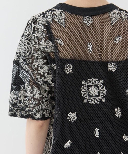 TAAKK(ターク)の「【TAAKK/ターク】Mesh T-shirts/メッシュTシャツ(Tシャツ/カットソー・レディース・ホワイト/ブラック・2)」の6枚目の写真