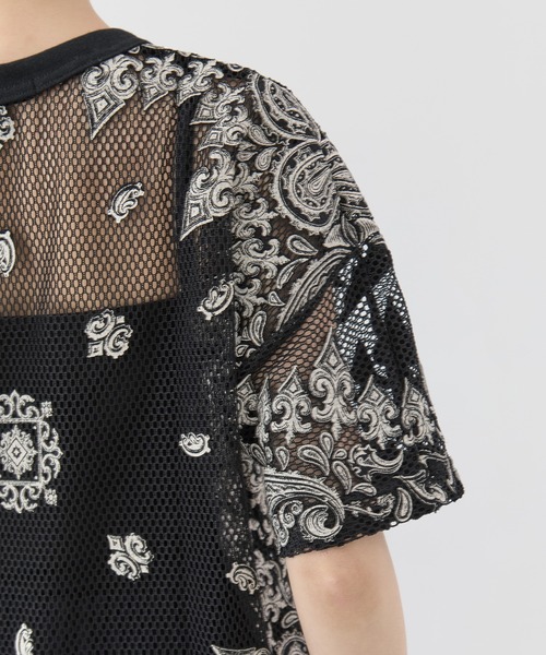 TAAKK(ターク)の「【TAAKK/ターク】Mesh T-shirts/メッシュTシャツ(Tシャツ/カットソー・レディース・ホワイト/ブラック・2)」の5枚目の写真