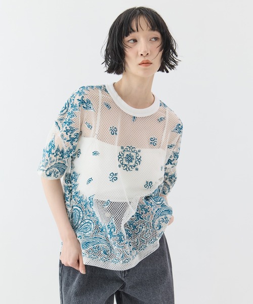TAAKK(ターク)の「【TAAKK/ターク】Mesh T-shirts/メッシュTシャツ(Tシャツ/カットソー・レディース・ホワイト/ブラック・2)」の16枚目の写真