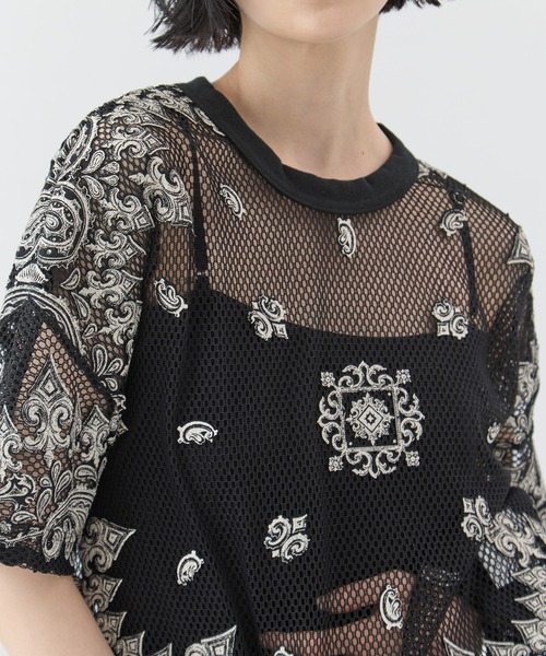 TAAKK(ターク)の「【TAAKK/ターク】Mesh T-shirts/メッシュTシャツ(Tシャツ/カットソー・レディース・ホワイト/ブラック・2)」の8枚目の写真