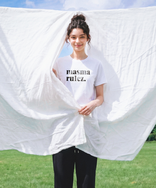 MASMARULEZ APPAREL(マスマルールズ アパレル)の「MSMRZ Cool Cotton T-shirt_White_4 Colors(Tシャツ/カットソー・レディース・ブラック/ピンク/レッド/ミント・SMALL/MEDIUM/LARGE)」の6枚目の写真