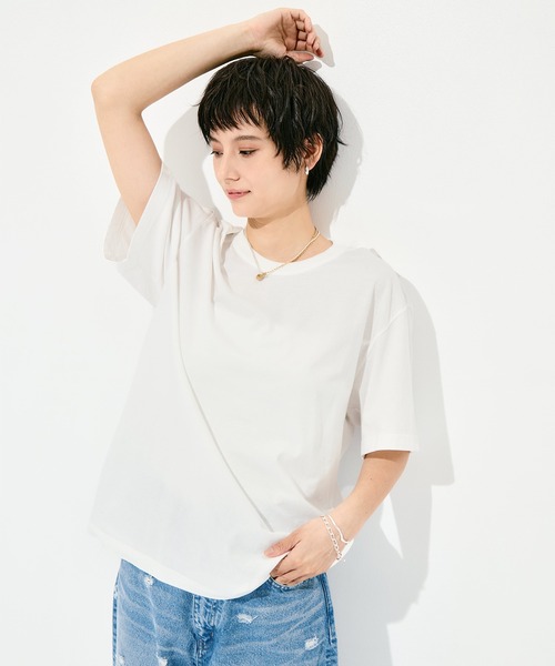 INSCRIRE（アンスクリア）の「[INSCRIRE/アンスクリア]Raffy Gauze 2-Way T-Shirt（Tシャツ/カットソー・レディース・ホワイト・S）」の2枚目の写真