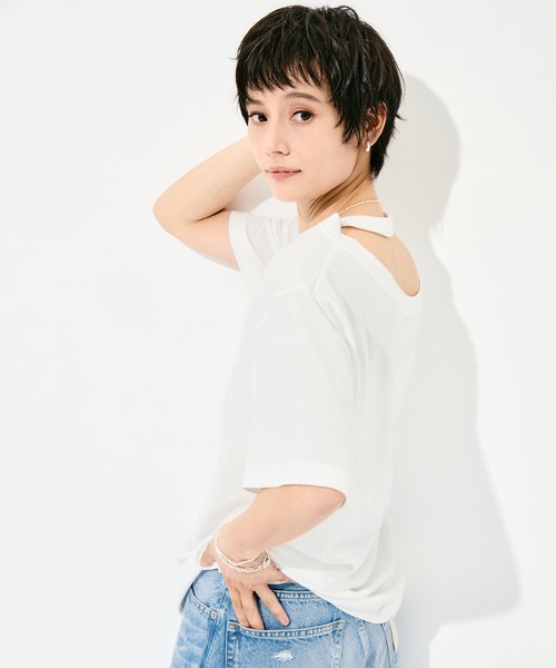 INSCRIRE（アンスクリア）の「[INSCRIRE/アンスクリア]Raffy Gauze 2-Way T-Shirt（Tシャツ/カットソー・レディース・ホワイト・S）」の4枚目の写真
