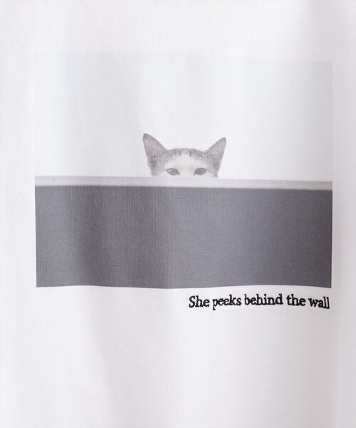 natural couture(ナチュラルクチュール)の「アソートCATフォトT(Tシャツ/カットソー・レディース・オフホワイト/スミクロ/その他1・FREE)」の4枚目の写真