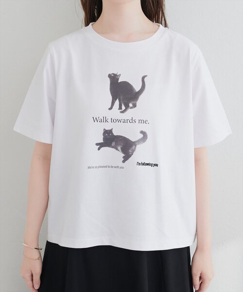 natural couture(ナチュラルクチュール)の「アソートCATフォトT(Tシャツ/カットソー・レディース・オフホワイト/スミクロ/その他1・FREE)」の22枚目の写真