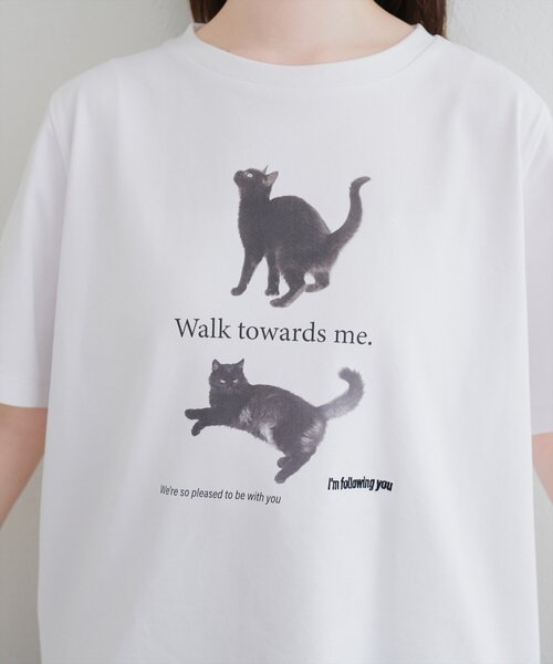 natural couture(ナチュラルクチュール)の「アソートCATフォトT(Tシャツ/カットソー・レディース・オフホワイト/スミクロ/その他1・FREE)」の19枚目の写真