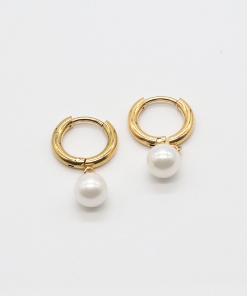 Bilan(ビラン)の「【BILAN】( 金属アレルギー軽減 サージカルステンレス ) Pearl Drop Pierce / パールドロップピアス(ピアス(両耳用)・レディース・ゴールド・FREE)」の2枚目の写真
