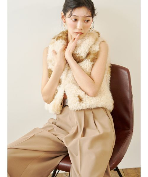 LILY BROWN(リリーブラウン)の「ベルト付きスラックス(その他パンツ・レディース・ベージュ/ダークネイビー/チェック・0/1)」の6枚目の写真