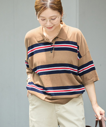 ラガーシャツ」に該当するニット/セーター（ボーダー柄）ファッション