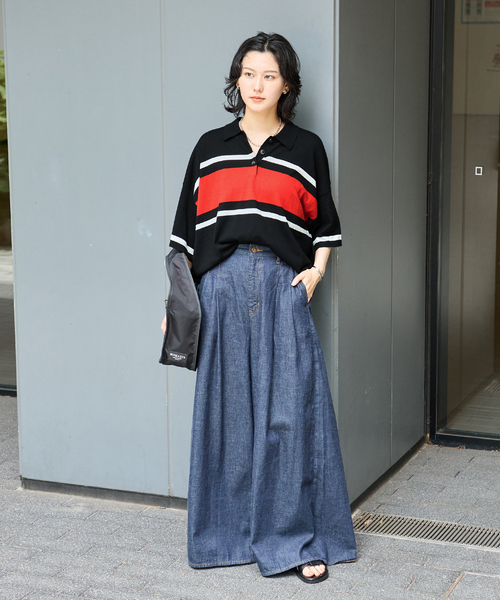 JOURNAL STANDARD(ジャーナルスタンダード)の「ラガーニットシャツ(ニット/セーター・レディース・チャコールグレー/ブラック/キャメル・FREE)」の14枚目の写真