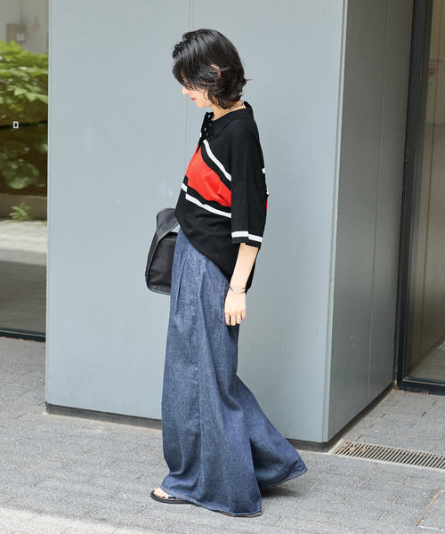 JOURNAL STANDARD(ジャーナルスタンダード)の「ラガーニットシャツ(ニット/セーター・レディース・チャコールグレー/ブラック/キャメル・FREE)」の6枚目の写真
