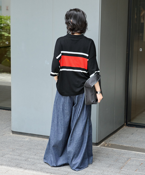 JOURNAL STANDARD(ジャーナルスタンダード)の「ラガーニットシャツ(ニット/セーター・レディース・チャコールグレー/ブラック/キャメル・FREE)」の7枚目の写真