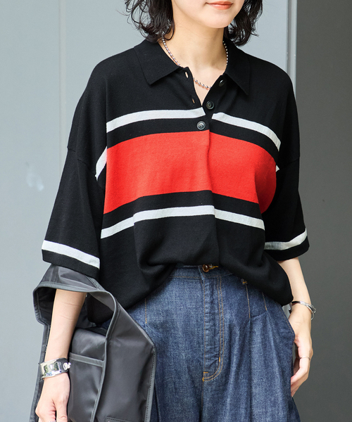 JOURNAL STANDARD(ジャーナルスタンダード)の「ラガーニットシャツ(ニット/セーター・レディース・チャコールグレー/ブラック/キャメル・FREE)」の11枚目の写真