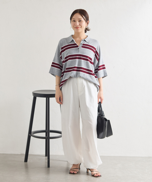 JOURNAL STANDARD(ジャーナルスタンダード)の「ラガーニットシャツ(ニット/セーター・レディース・チャコールグレー/ブラック/キャメル・FREE)」の12枚目の写真