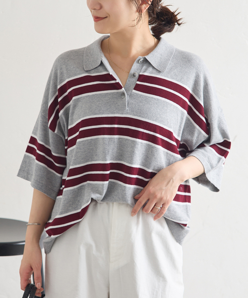 JOURNAL STANDARD(ジャーナルスタンダード)の「ラガーニットシャツ(ニット/セーター・レディース・チャコールグレー/ブラック/キャメル・FREE)」の16枚目の写真