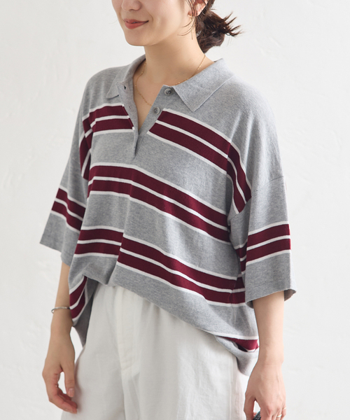 JOURNAL STANDARD(ジャーナルスタンダード)の「ラガーニットシャツ(ニット/セーター・レディース・チャコールグレー/ブラック/キャメル・FREE)」の17枚目の写真
