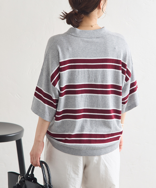 JOURNAL STANDARD(ジャーナルスタンダード)の「ラガーニットシャツ(ニット/セーター・レディース・チャコールグレー/ブラック/キャメル・FREE)」の18枚目の写真