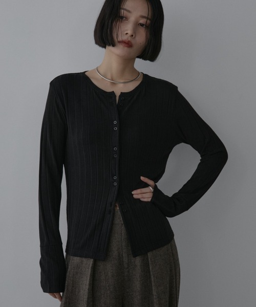 Aunt Marie's（アントマリーズ）の「ストレッチワイドリブカーディガン（カーディガン/ボレロ・レディース・ブルー/ブラック/ライトグレー・FREE）」の22枚目の写真