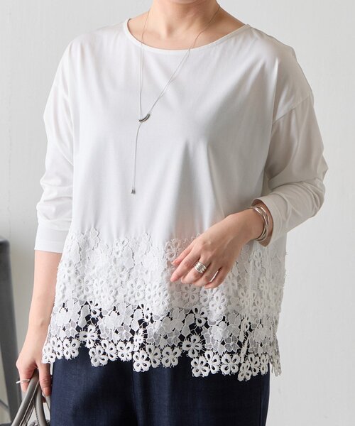 BEARDSLEY(ビアズリー)の「裾レースフレアカットソー(Tシャツ/カットソー・レディース・ブラック/ホワイト・FREE)」の4枚目の写真