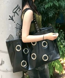 【Chikashitsu +】Black Eyelet Big Bag / 【チカシツプラス】ブラックアイレットビッグトートバッグ