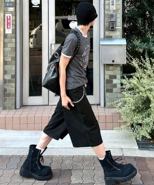 Chikashitsu +(チカシツプラス)の「【Chikashitsu +】Black Eyelet Big Bag / 【チカシツプラス】ブラックアイレットビッグトートバッグ(トートバッグ・メンズ・ブラック・ONE SIZE)」の19枚目の写真