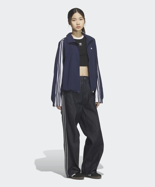 adidas(アディダス)の「スリーストライプス ジップ トラックトップ(ジャージ) / アディダスオリジナルス adidas Originals(ナイロンジャケット・レディース・ブルー・XX-LARGE/MEDIUM/SMALL/LARGE/X-SMALL/X-LARGE)」の2枚目の写真